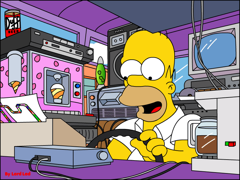 homer dans sa super voiture